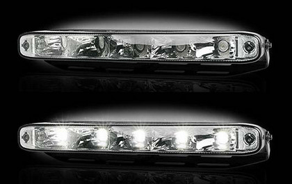 Recon Clear Lens White LED AUDI Style Daytime Running Lights - Click Image to Close